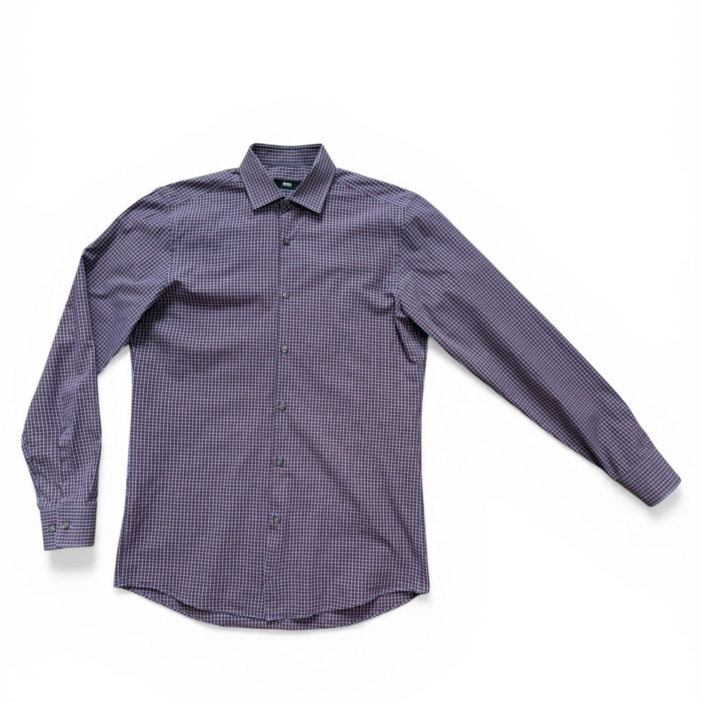 BOSS by Hugo Boss Sharp Fit Blue & Red Checkered Button Down Shirt